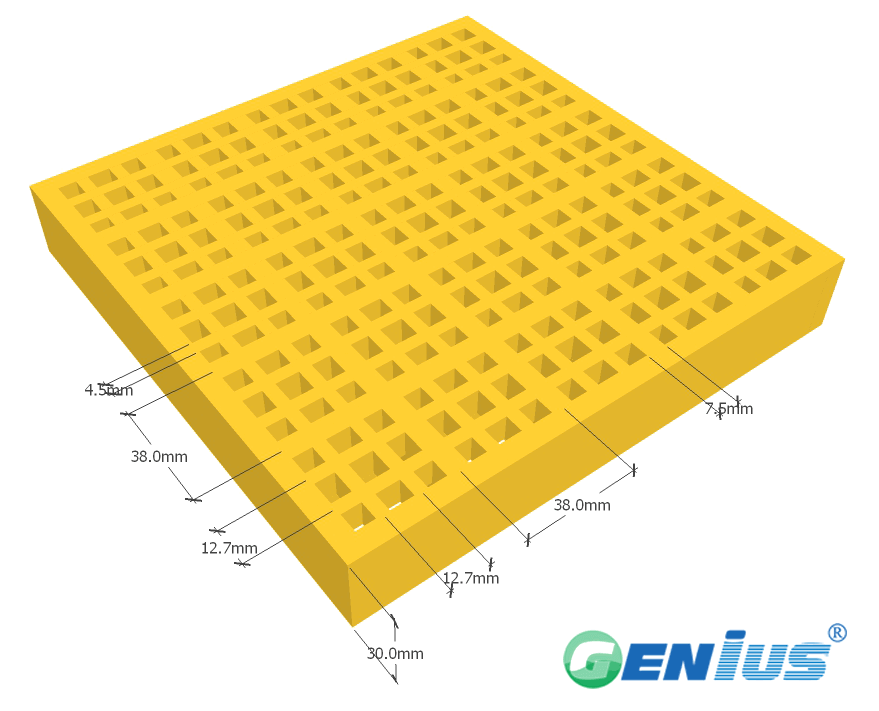玻璃钢模塑格栅12.7*12.7H30