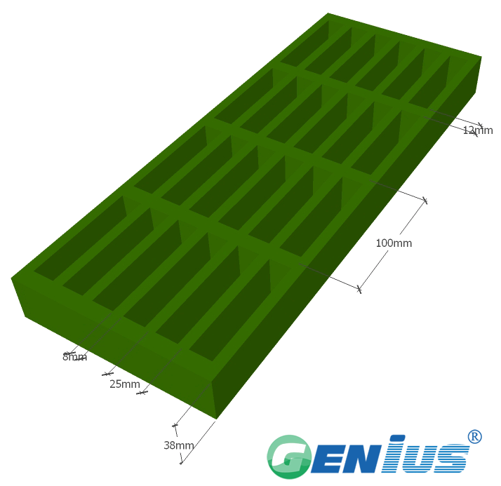 玻璃钢模塑格栅25*100H38