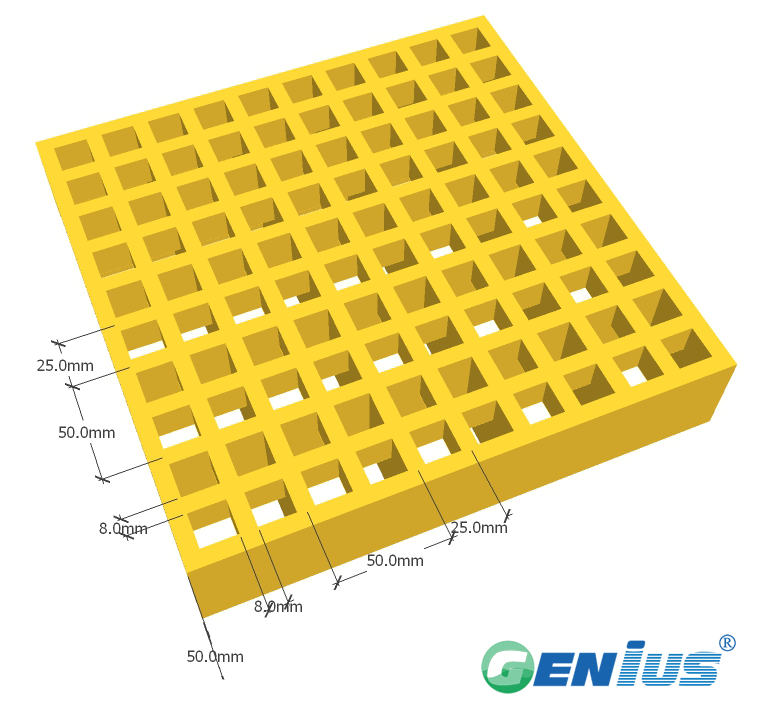 玻璃钢模塑格栅25*25H50