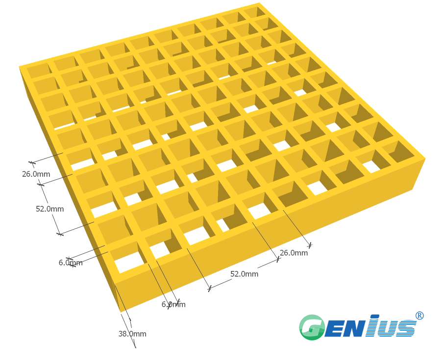玻璃钢模塑格栅26*26H38