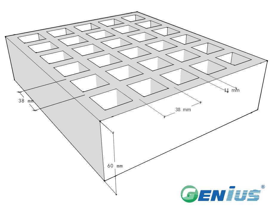 FRP Molded Grating 38×38 H60 Heavy-Duty Type