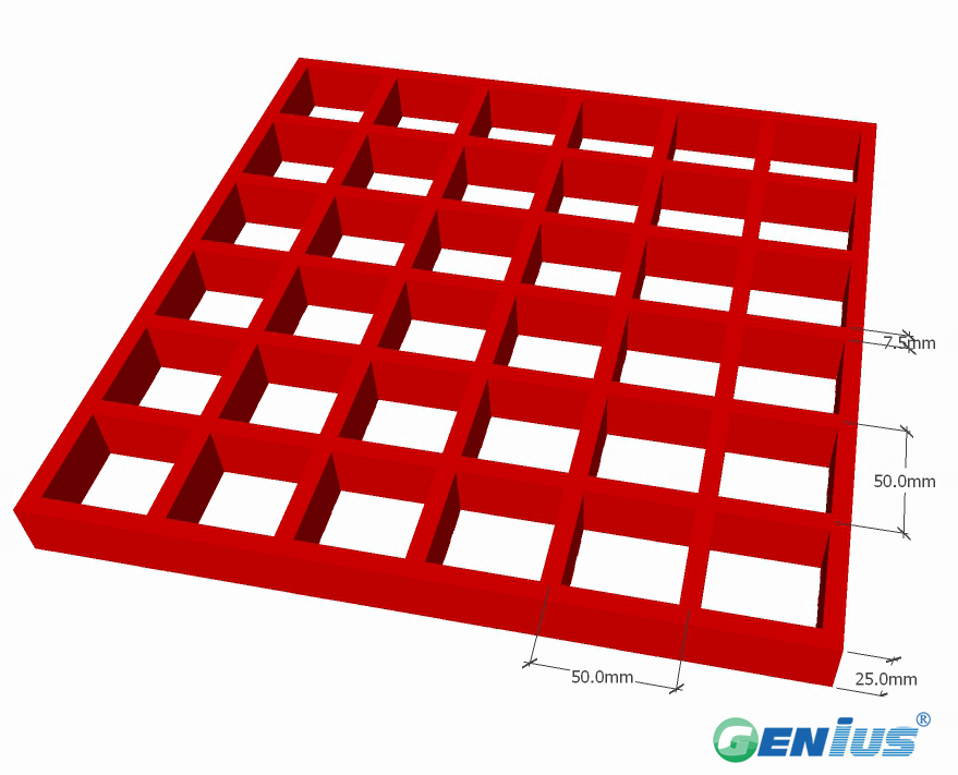 玻璃钢模塑格栅50*50H25